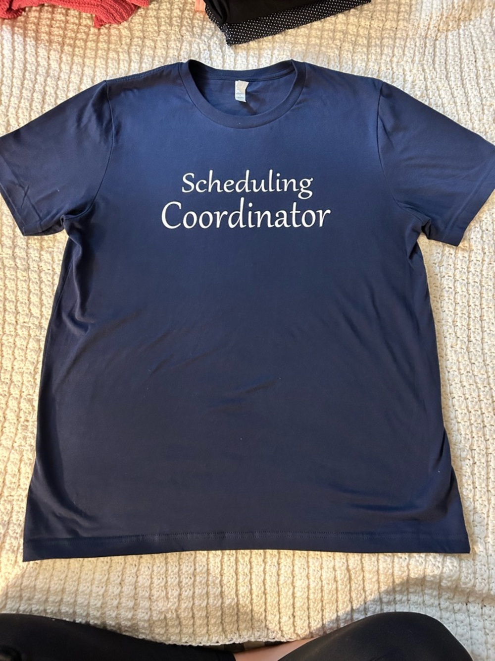 Bella Canvas Navy Blue Crewneck Graphic Tee - Scheduling Coordinator